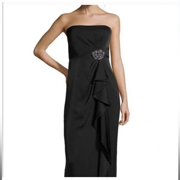 BCBG maxazria satin Gown maxi formal dress side slit